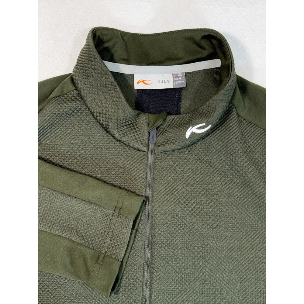 KJUS Pullover Mens M MG25-J01 Delian Half-Zip Olive Green Textured EUC